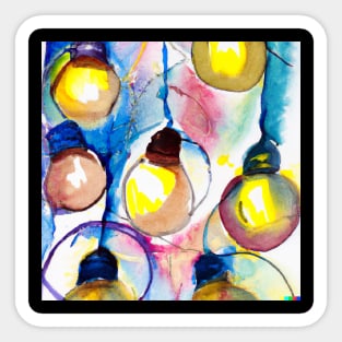 Watercolour Painting of Lightbulbs Sticker